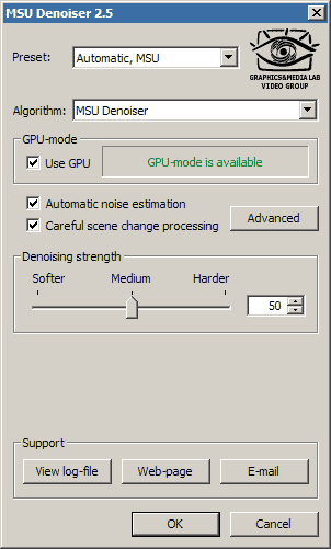 Filter parameters dialog box